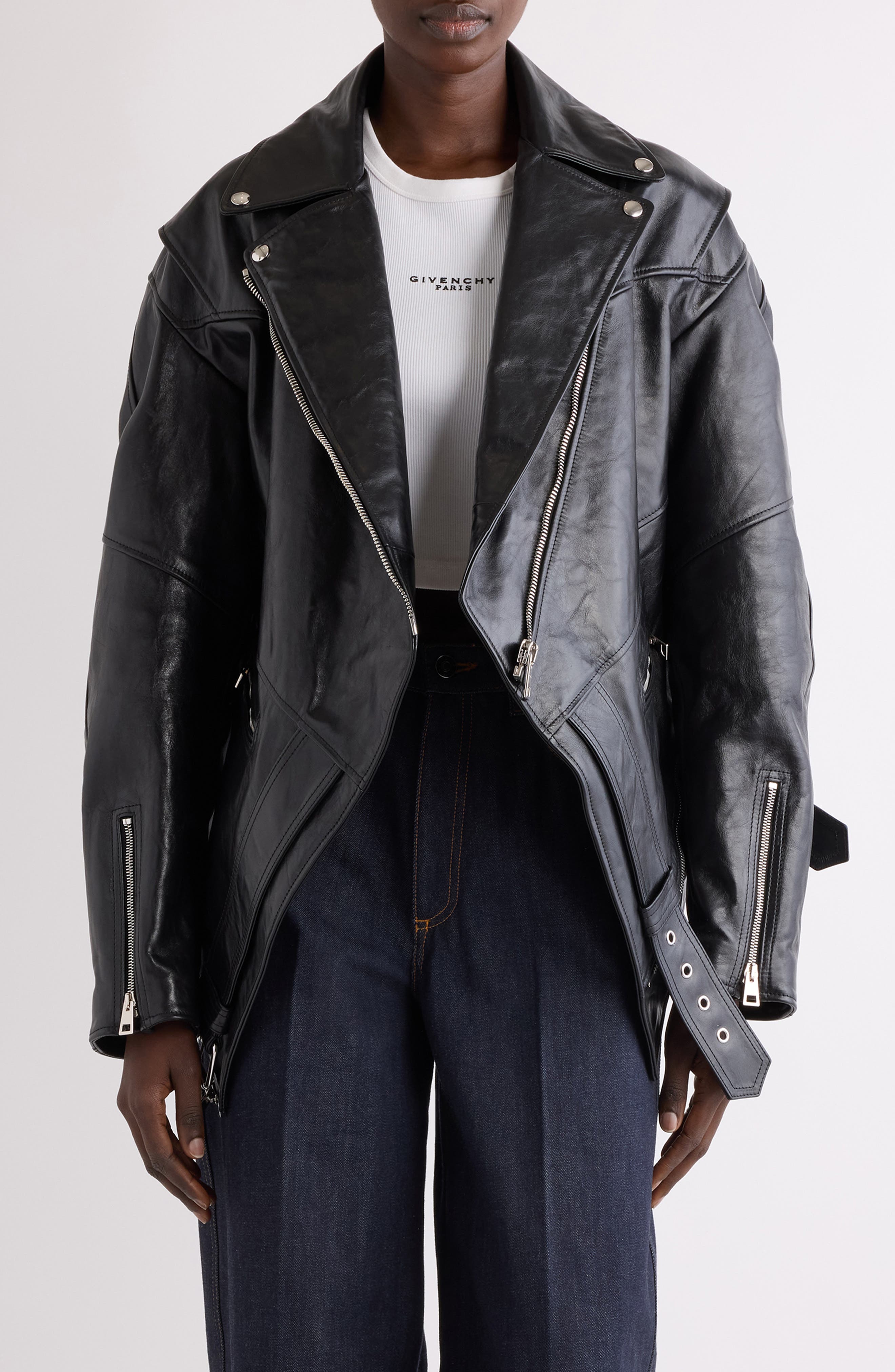 Trapeze Leather Biker Jacket