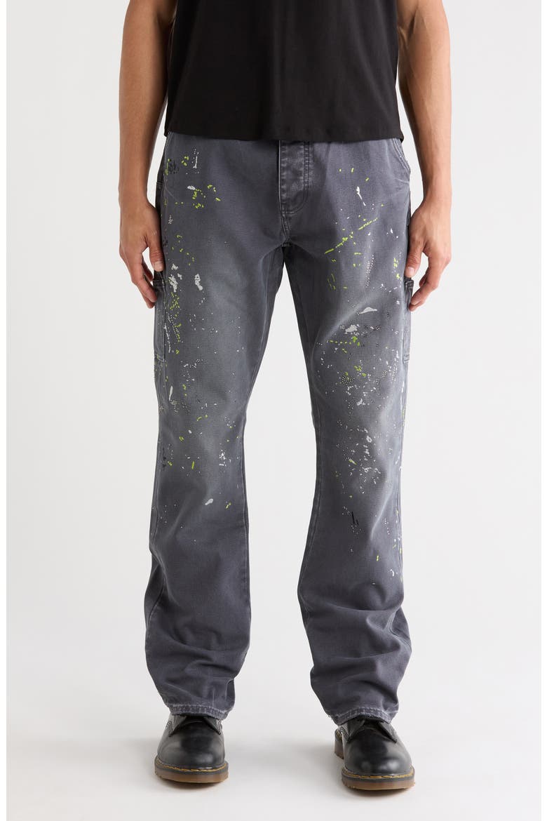 Embellished Paint Carpenter Jeans, Main, color, GREY