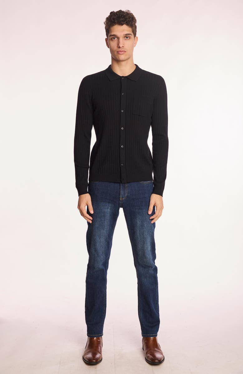 PAISLEY & GRAY Rib Button-Up Polo, Alternate, color, Black Onyx