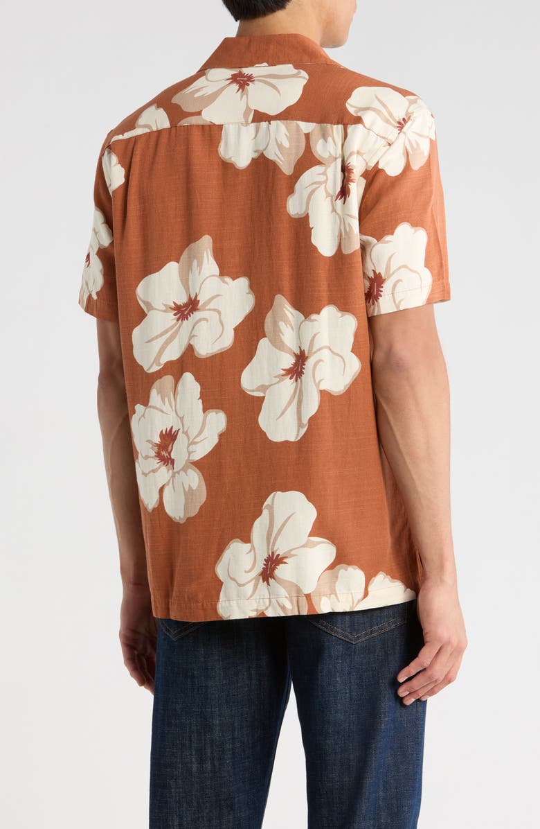 Ted Baker Floral Short Sleeve Button-Up Shirt, Alternate, color, Mocha Bisque