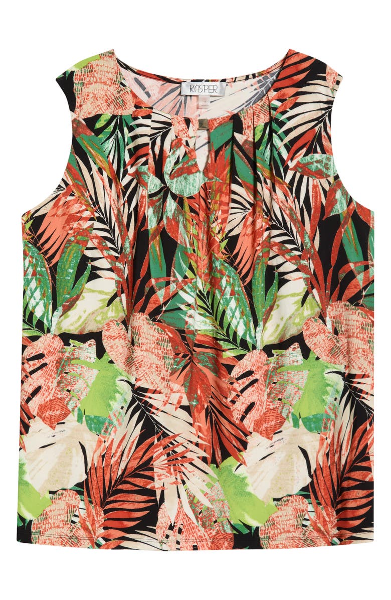 KASPER Leaf Print Sleeveless Top, Main, color, Black Multi