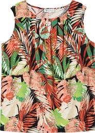 KASPER Leaf Print Sleeveless Top