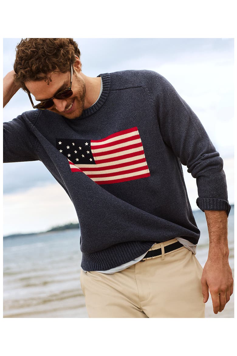 Classic Cotton Drifter Signal Flags Crew Neck Sweater, Alternate, color, Midnight Sky Heather Flag