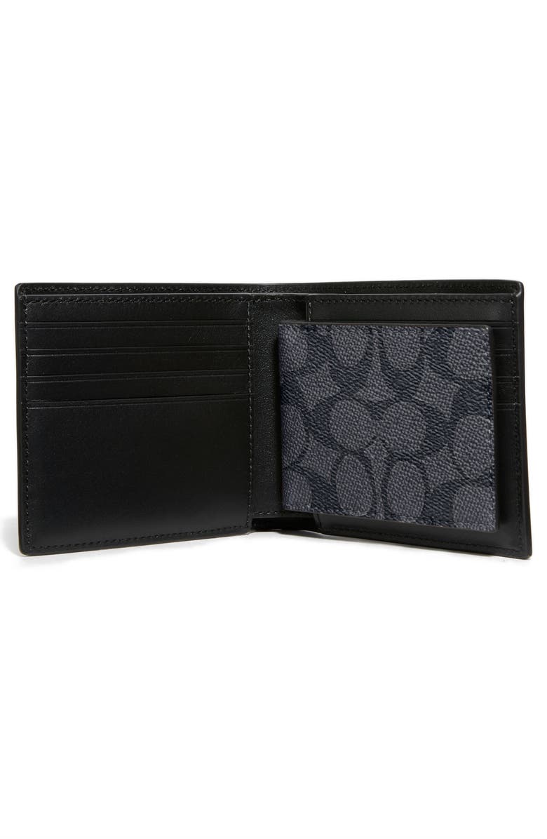 COACH 3-in-1 Signature Wallet, Alternate, color, Charcoal/Black