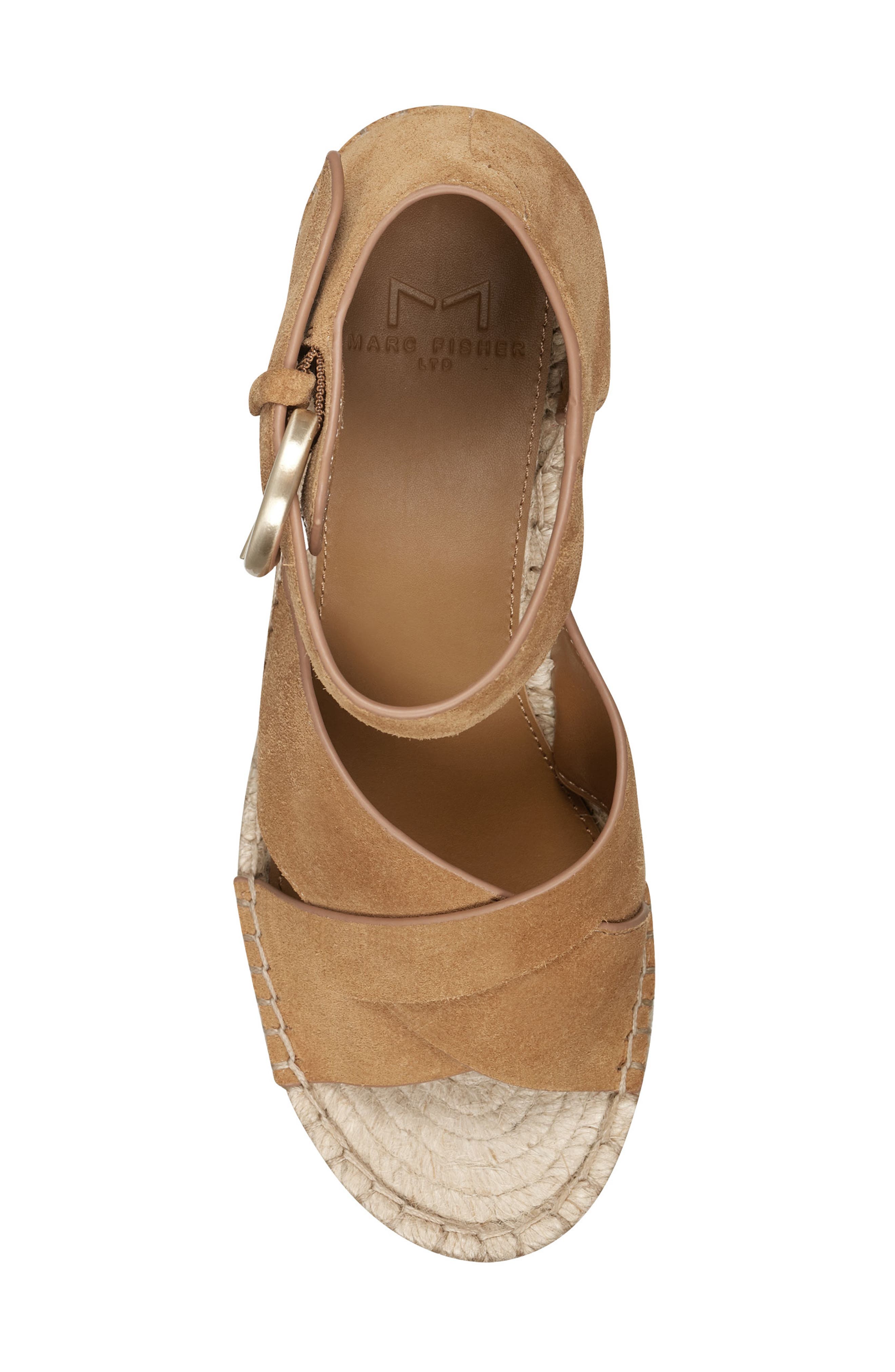 Amari Ankle Strap Espadrille Wedge, Alternate, color, COGNAC SUEDE