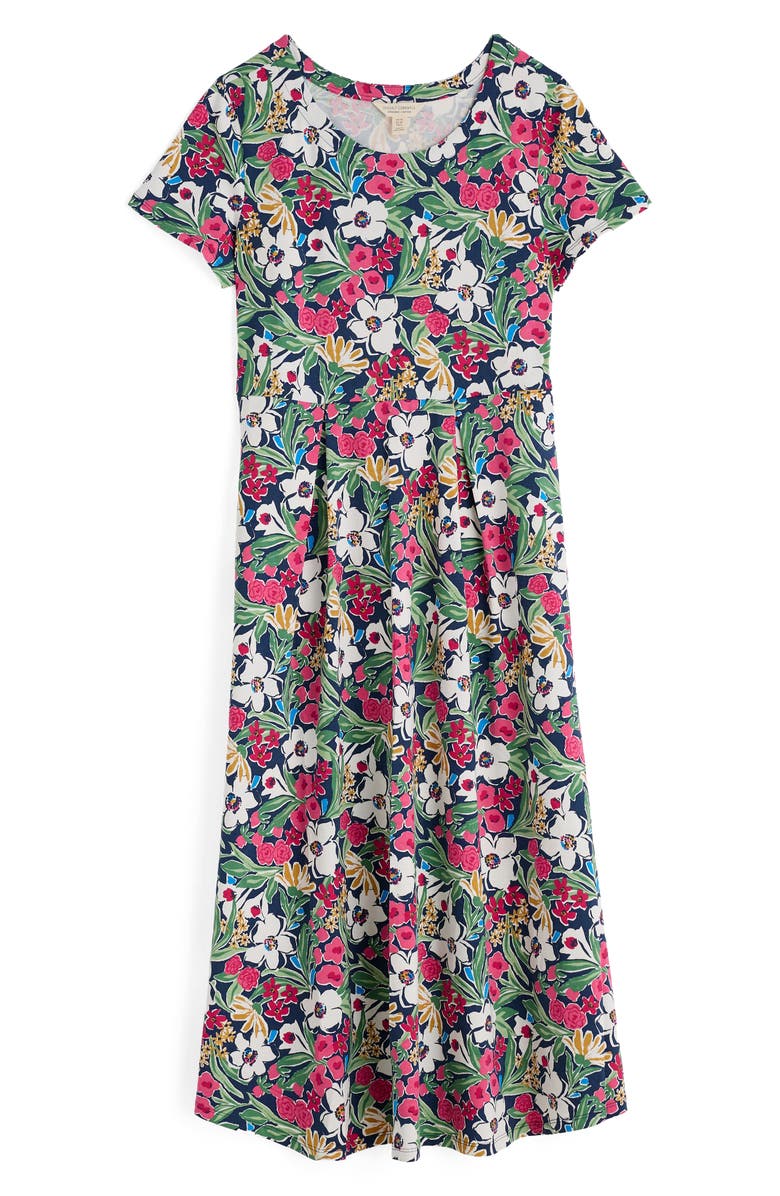 Seasalt Cornwall Veronica Floral Print Stretch Organic Cotton Jersey Midi Dress, Alternate, color, Garden Flowers Night