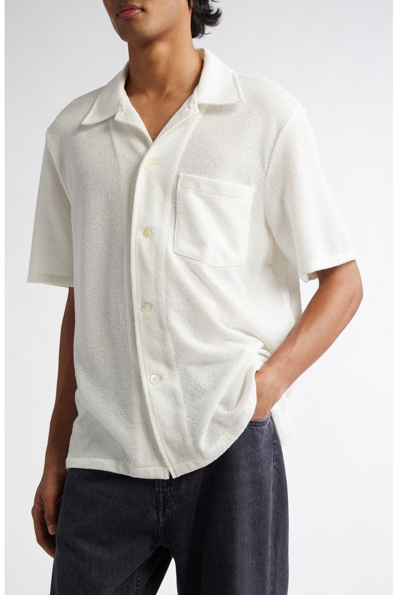 Boxy Bouclé Button-Up Shirt, Alternate, color, WHITE BOUCLE