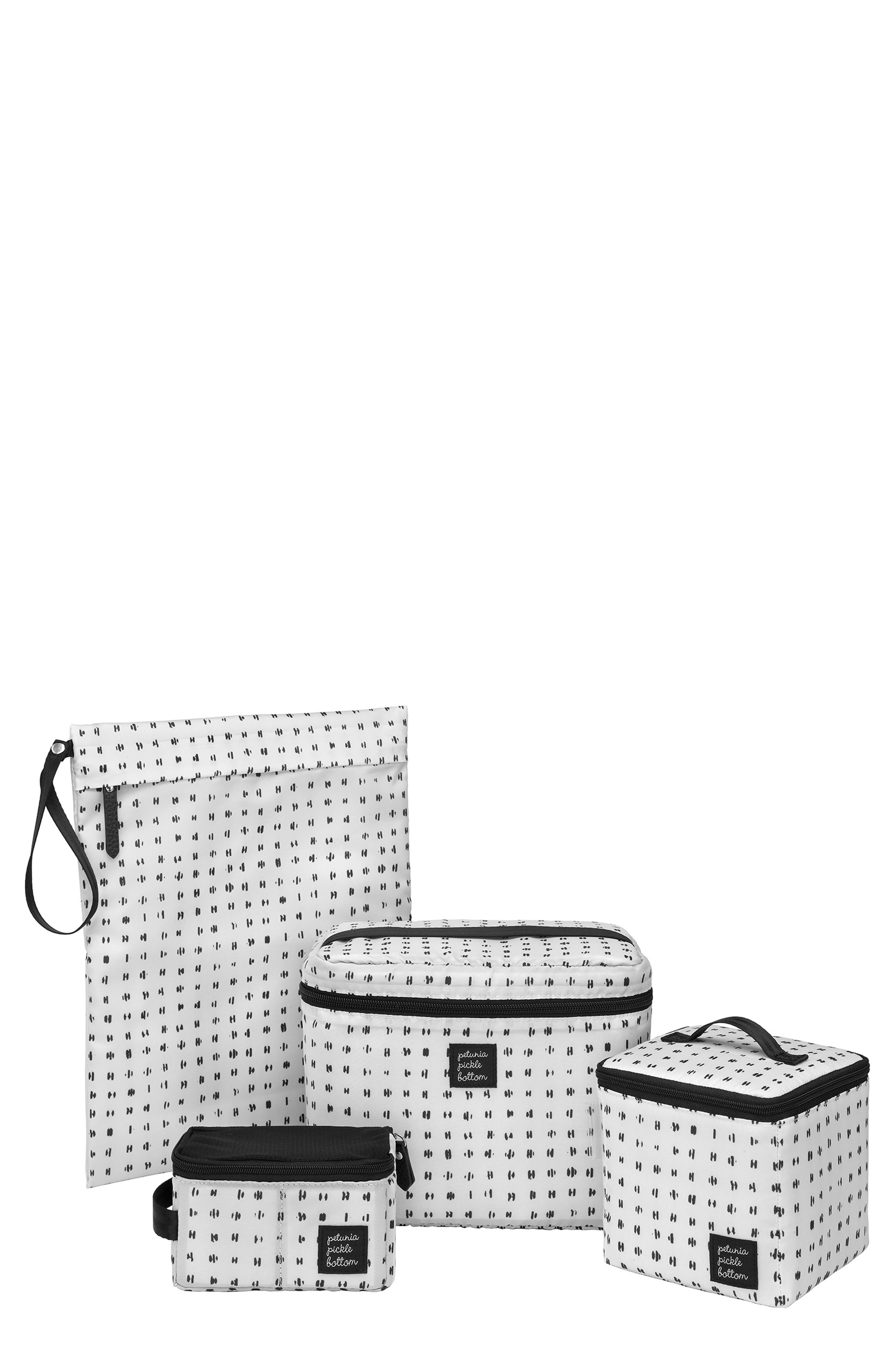 Petunia Pickle Bottom Prompt Checker Stitch Print 4-Piece Breast Pump Storage Kit, Main, color, Quill