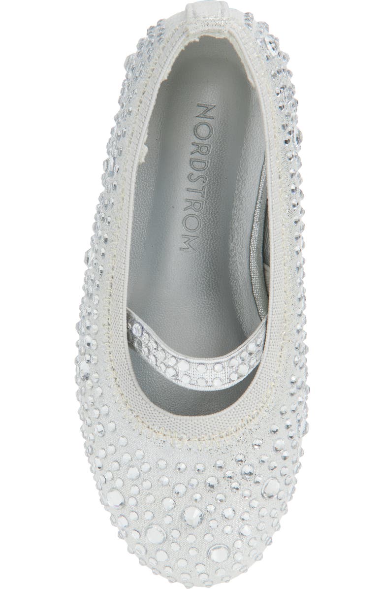 Nordstrom Kids' Kyleigh Sparkle Mary Jane Flat, Alternate, color, Silver Metallic