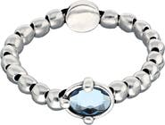 UNODE50 Sterling Silver Plated Ball Elastic Bracelet with Blue Faceted Crystal