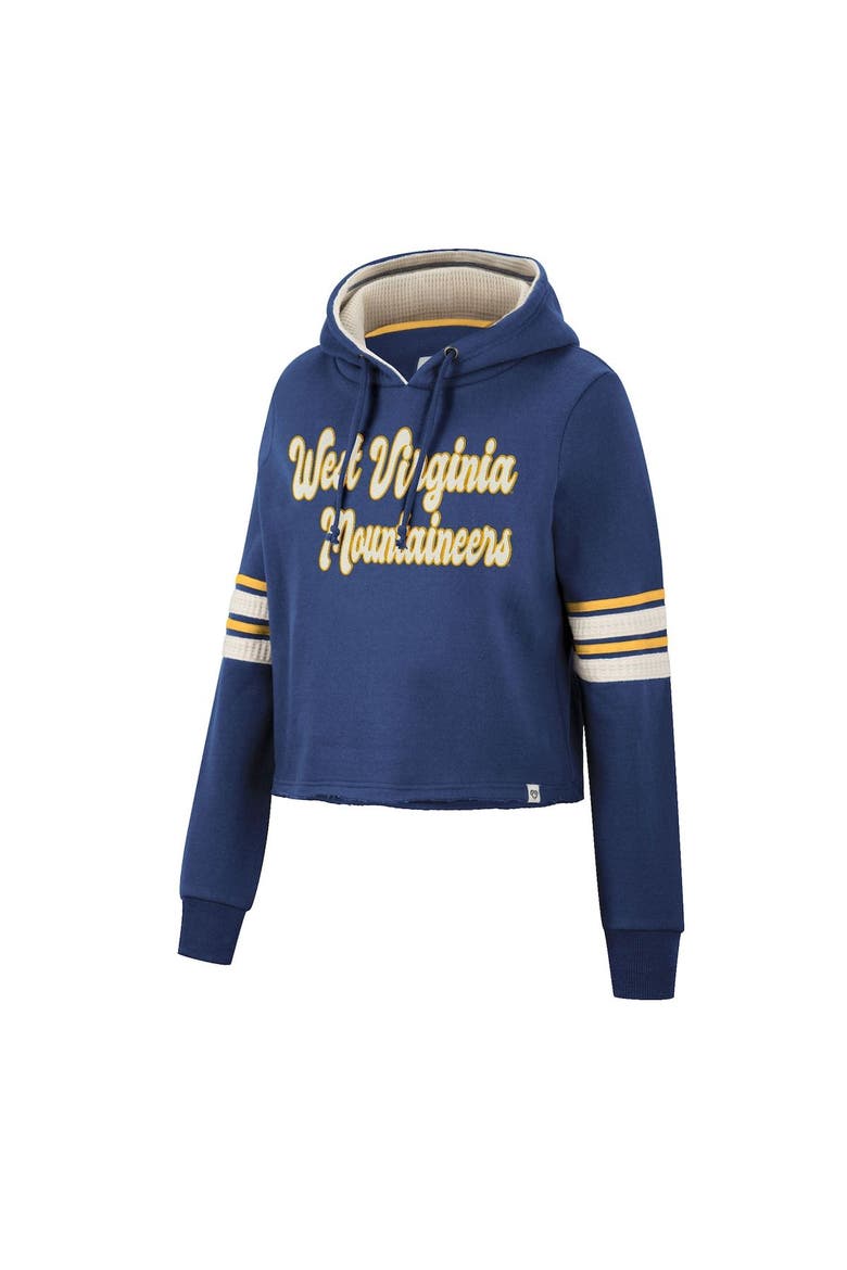 Women's Colosseum Navy West Virginia Mountaineers Retro Cropped Pullover Hoodie, Alternate, color, Navy