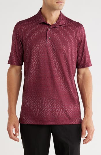 Greg Norman After Hours Print Golf Polo In Burgundy