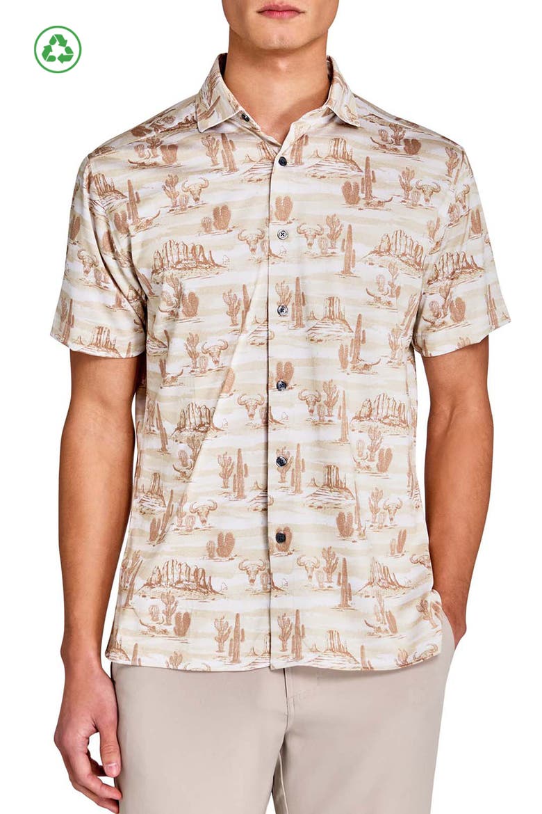 Regular Fit Desert Recycled Performance Golf Button-Down Shirt, Main, color, SANDSTONE