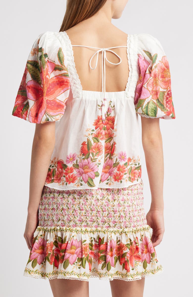 FARM Rio Floral Print Top, Alternate, color, Off-White