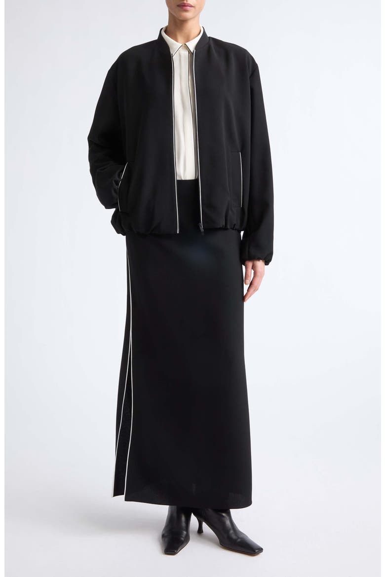 Piped Straight Skirt, Alternate, color, BLACK