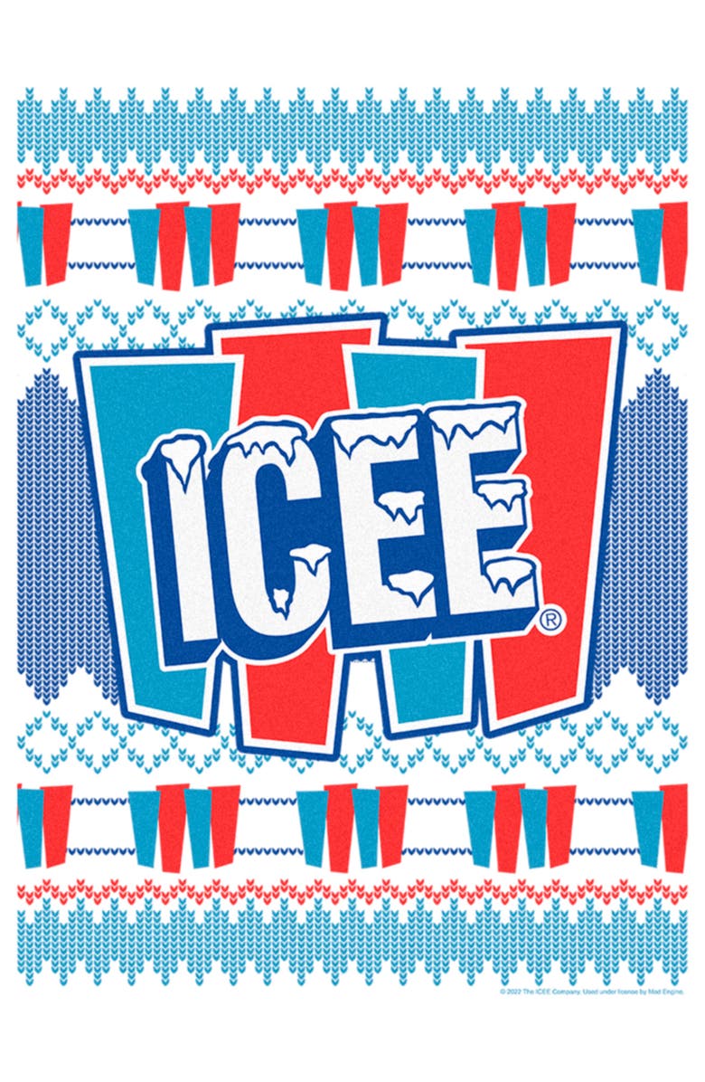 ICEE Women's ICEE Retro Ugly Sweater Graphic T-Shirt, Alternate, color, White