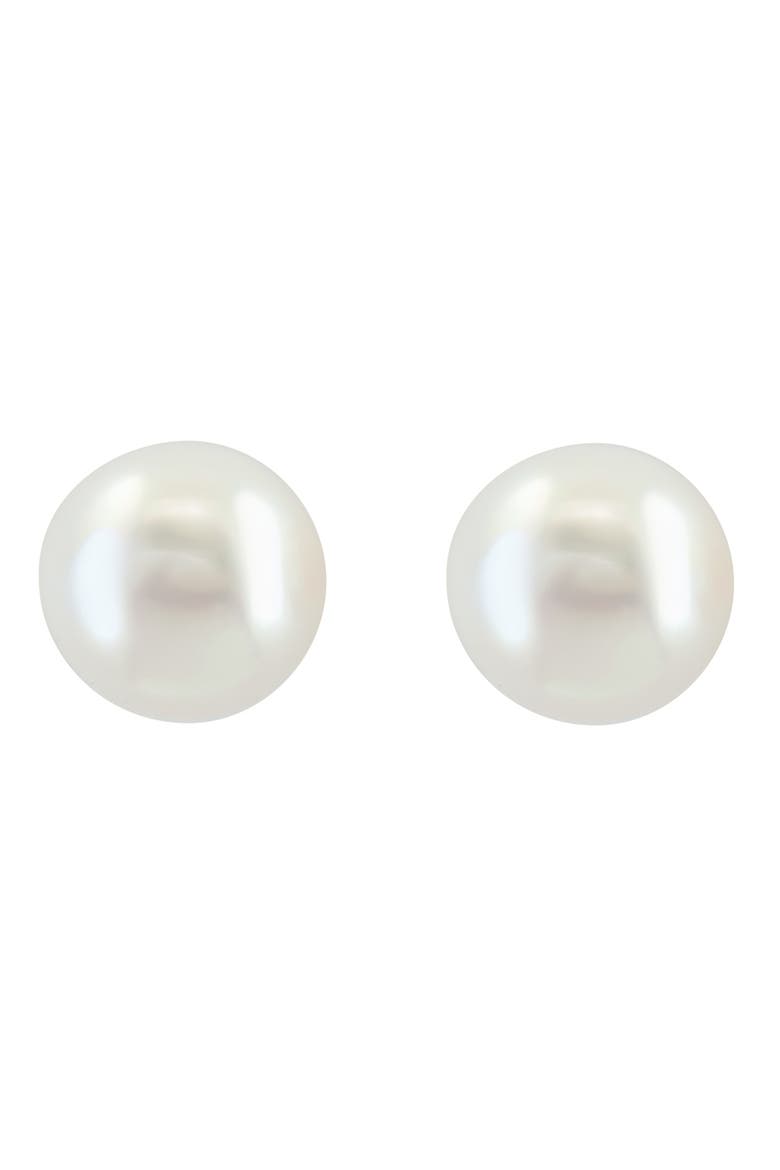 14K Yellow Gold 11-12mm Freshwater Pearl Stud Earrings, Alternate, color, WHITE