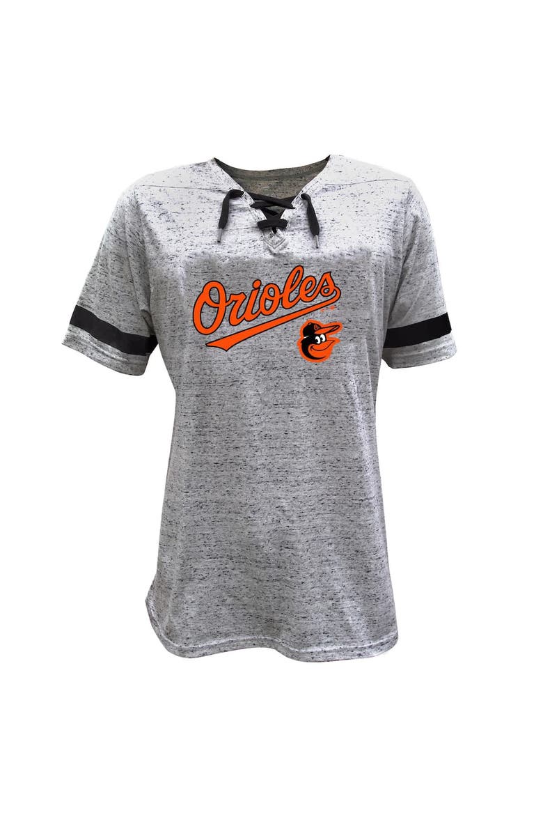 Women's Profile Heather Gray Baltimore Orioles Lace-Up Fleck T-Shirt, Alternate, color, Heather Gray