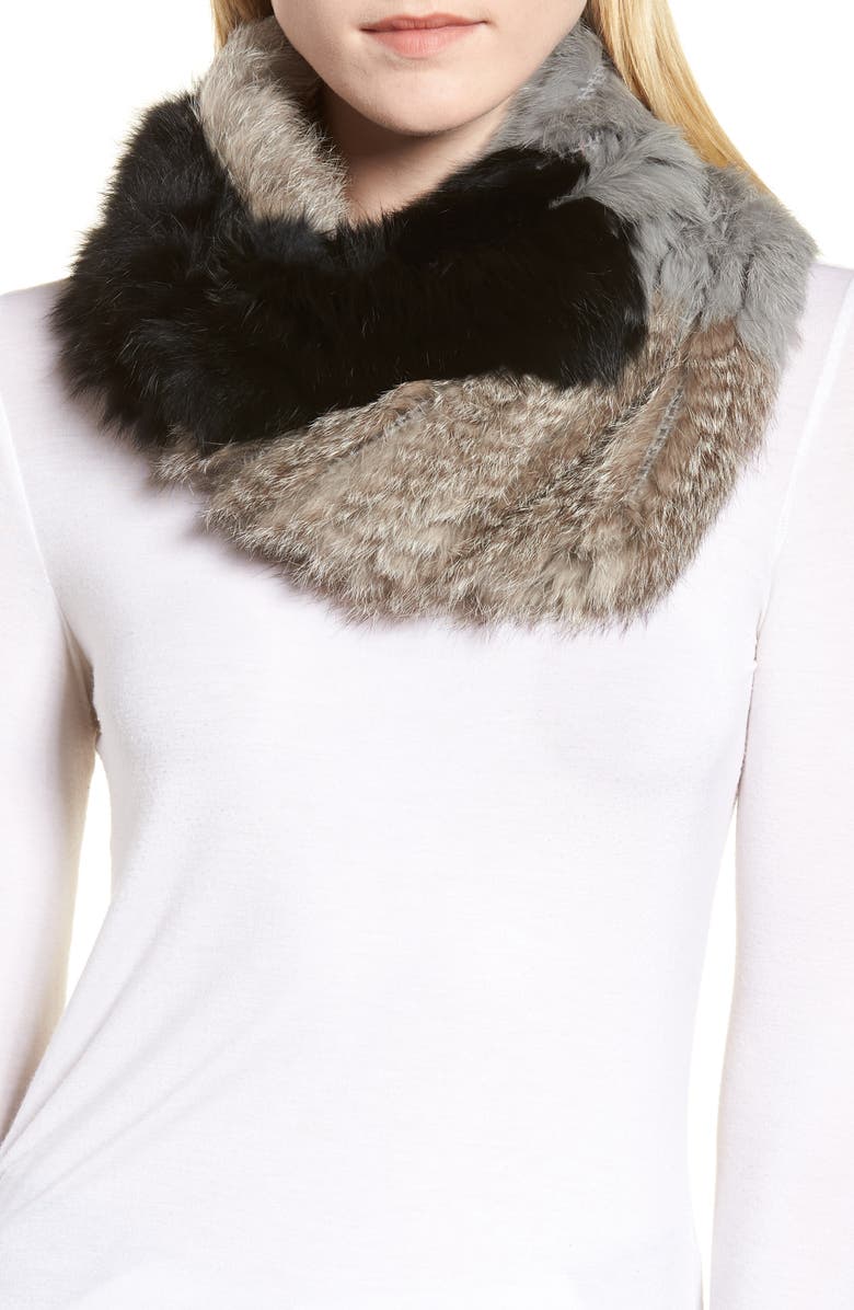 La Fiorentina Genuine Rabbit Fur Infinity Scarf, Main, color, 