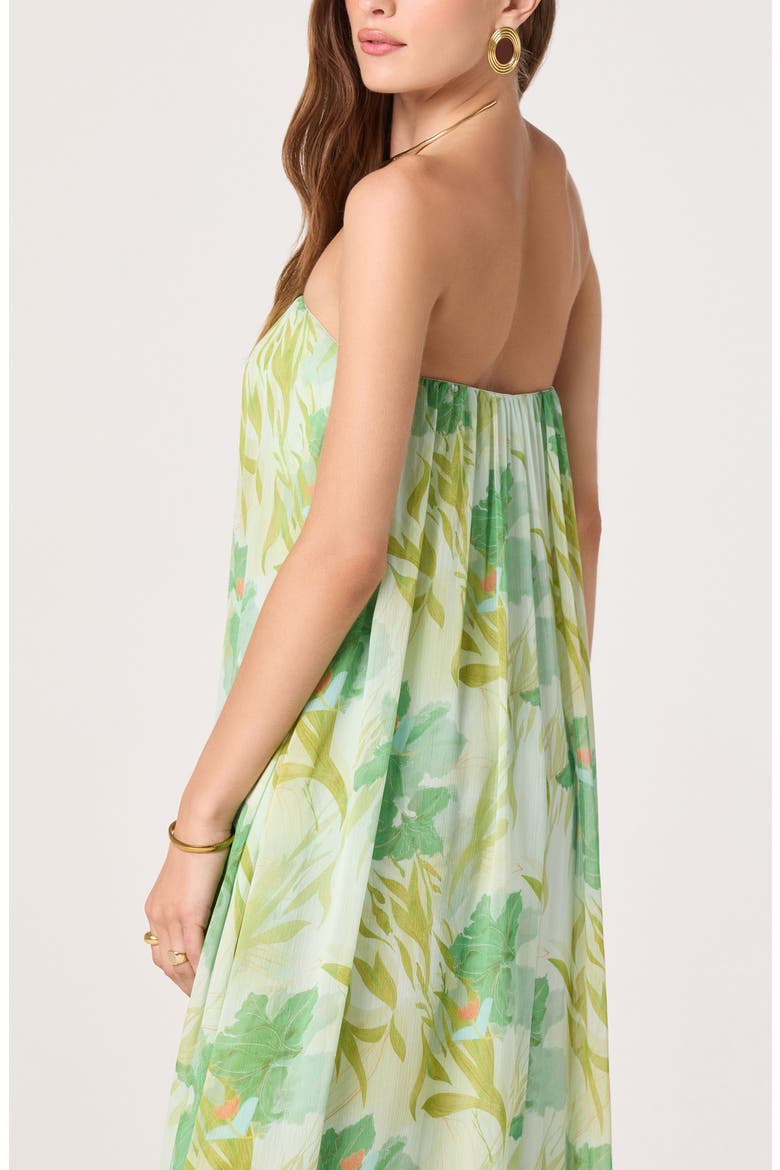 Aileen Strapless Chiffon Maxi Dress, Alternate, color, GREEN TROPICAL