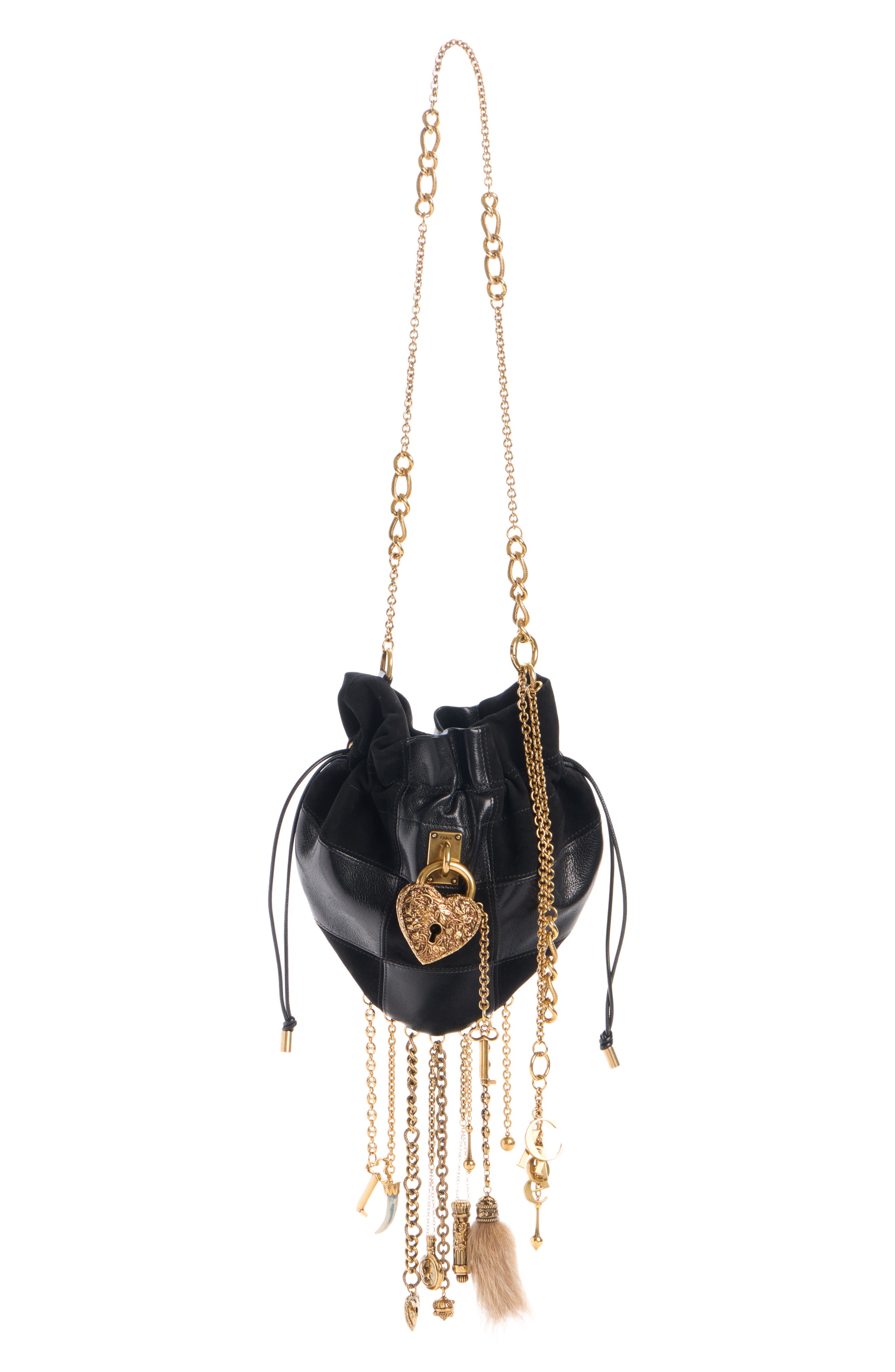 Chloé Chateau Treasures Patchwork Crossbody Bag, Alternate, color, Black