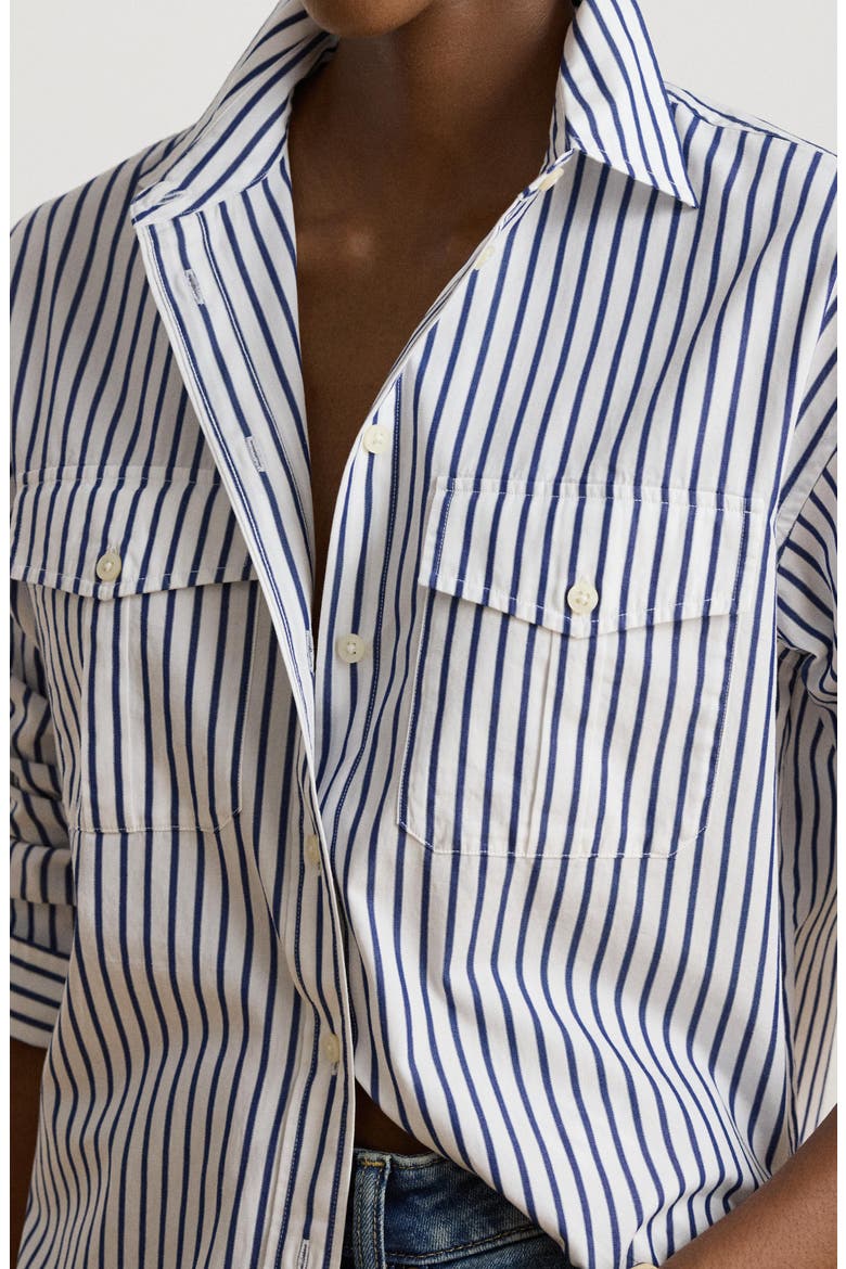 Durrell Cotton Button-Up Shirt, Alternate, color, BLUE/ WHITE