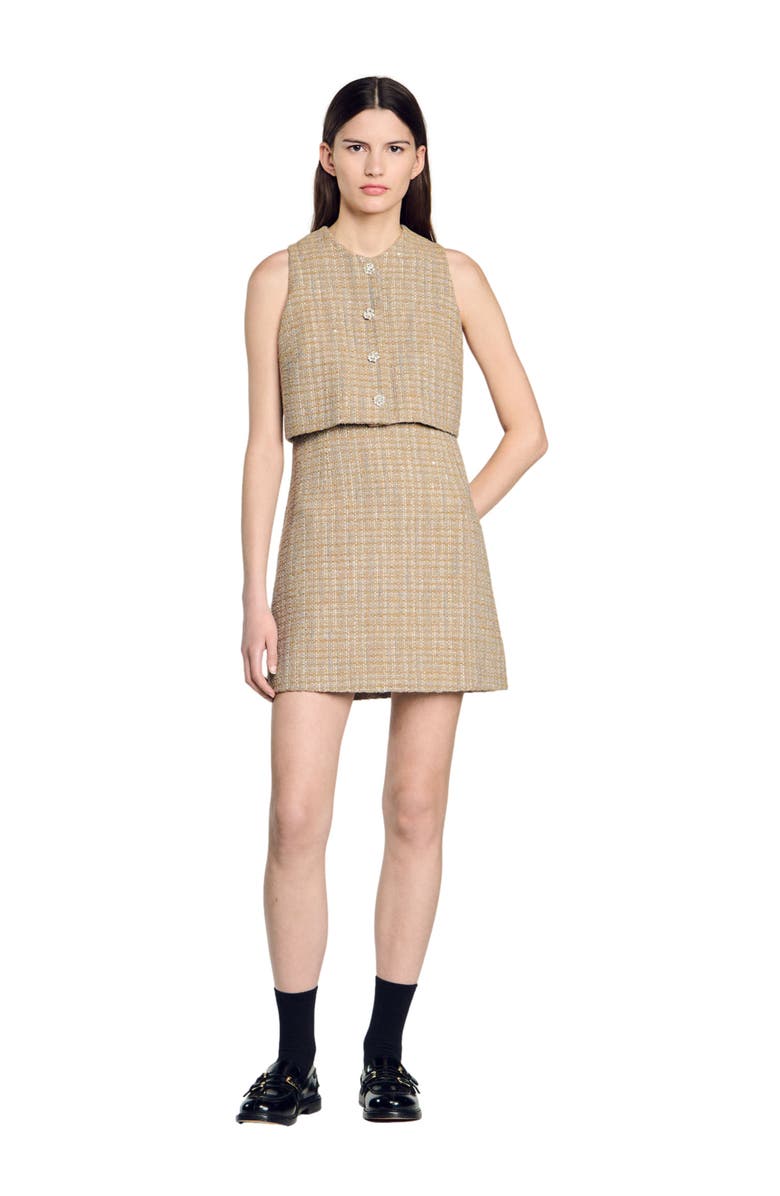 SANDRO Tweed dress, Alternate, color, 