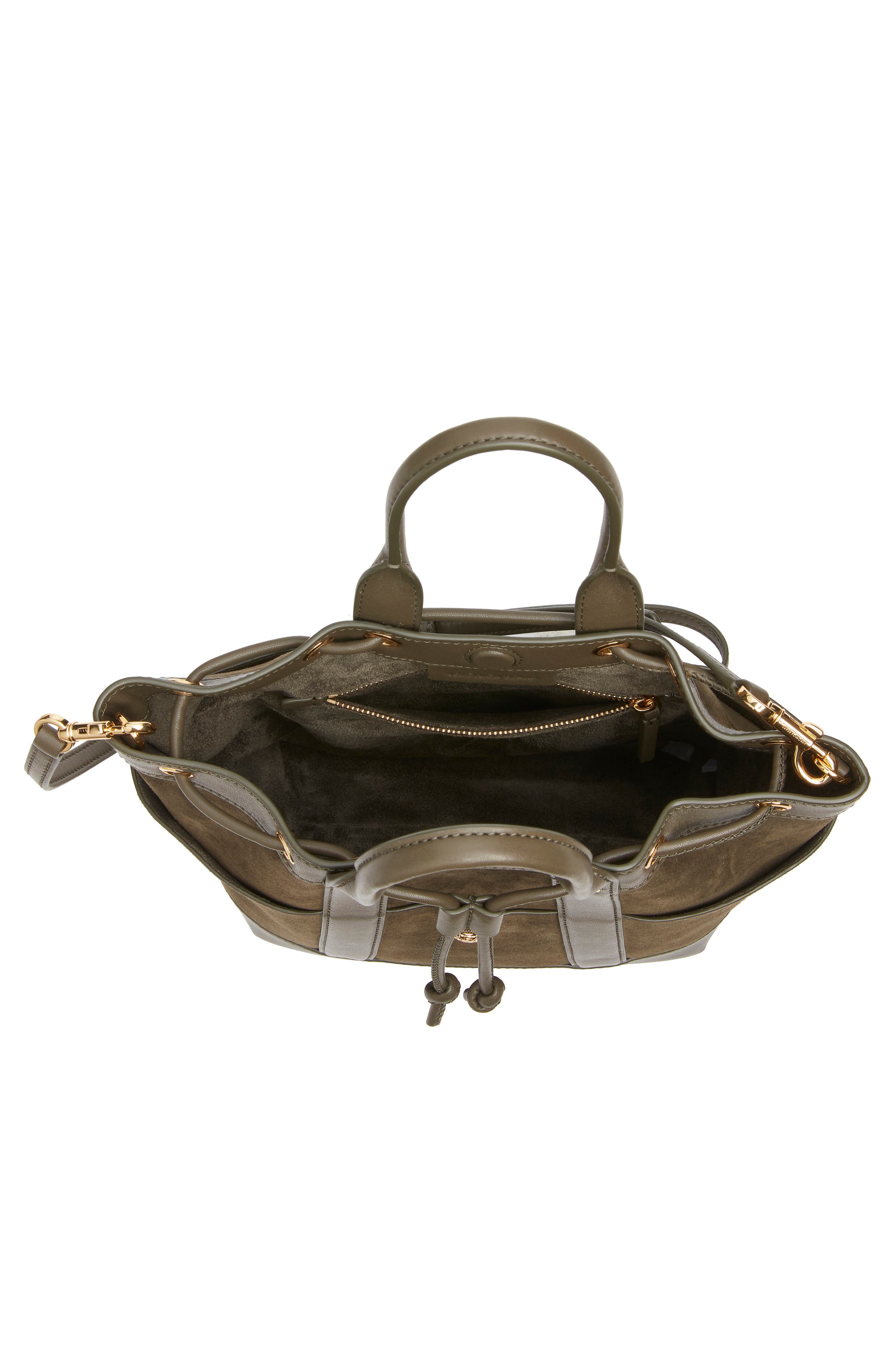 Goody Bag Suede & Leather Bucket Bag, Alternate, color, CYPRESS