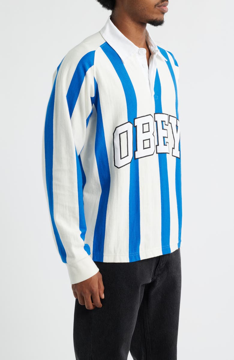 Obey Landon Stripe Rugby Shirt, Alternate, color, White Mult