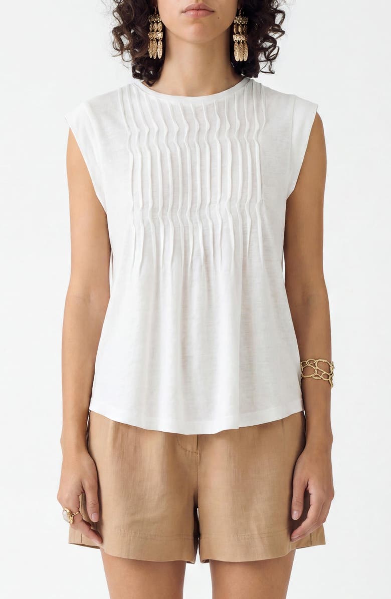 PER UNA BY M&S Pleat Detail Top, Main, color, Soft White
