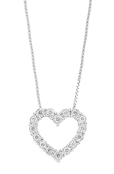 Sterling Silver Diamond Heart Pendant Necklace