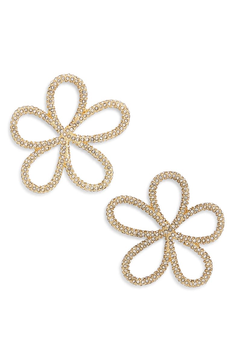 BaubleBar Crystal Flower Outline Stud Earrings, Main, color, Gold Multi
