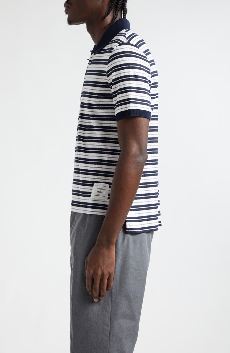 Thom Browne Stripe Stretch Linen Polo, Alternate, color, 