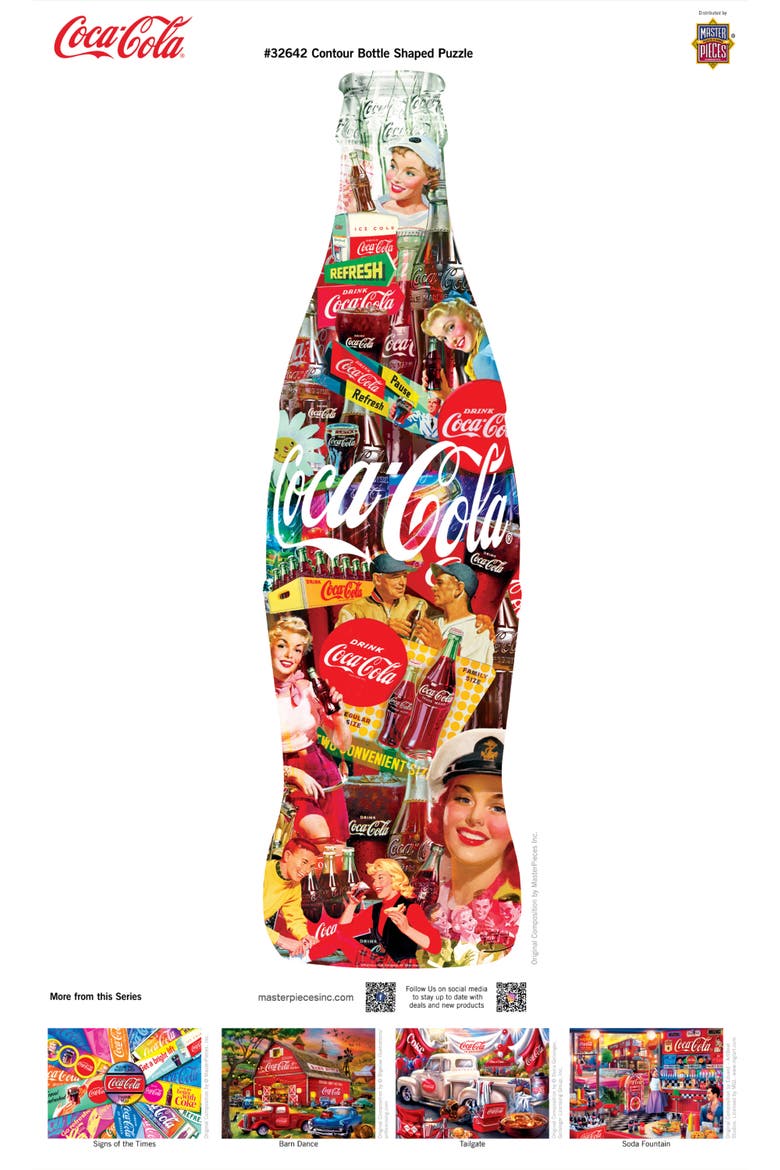 Coca-Cola Bottle 500 Piece Shaped Puzzle, Alternate, color, Multicolor