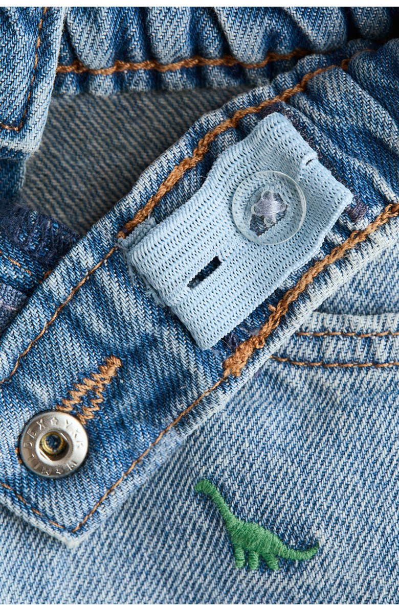 H&M Embroidery-detail Denim Shorts, Alternate, color, Light Denim Blue/Dinosaurs