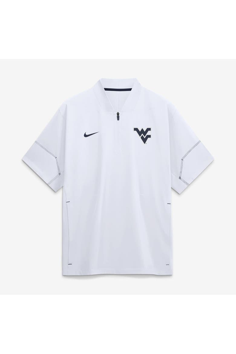 Men's Nike White West Virginia Mountaineers 2026 Sideline Short Sleeve Quarter-Zip Coach Jacket, Main, color, White