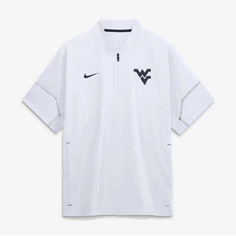 Men's Nike White West Virginia Mountaineers 2026 Sideline Short Sleeve Quarter-Zip Coach Jacket