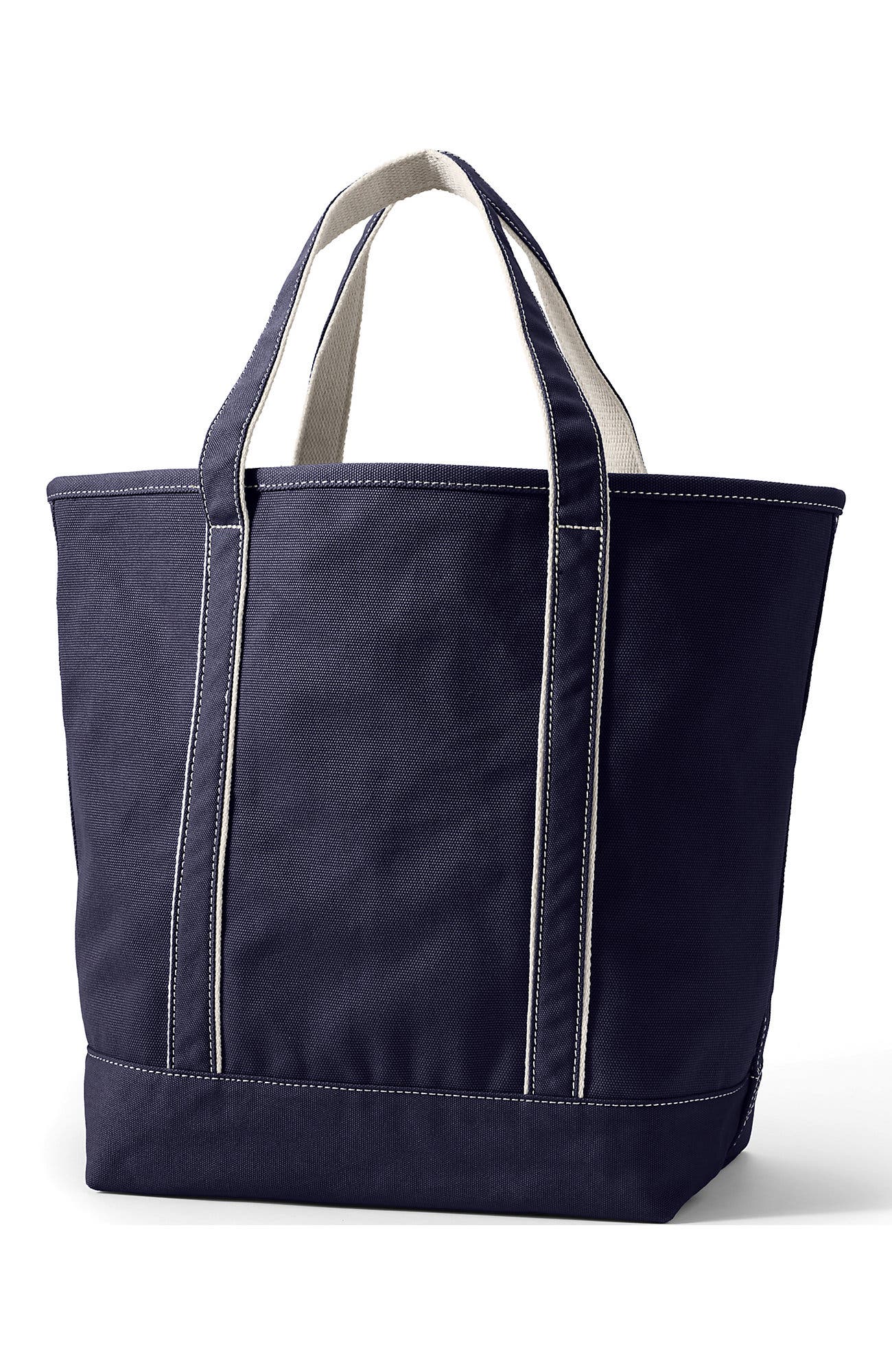 Lands' End Canvas Open Top Tote Bag Regular & Long Handle Carry