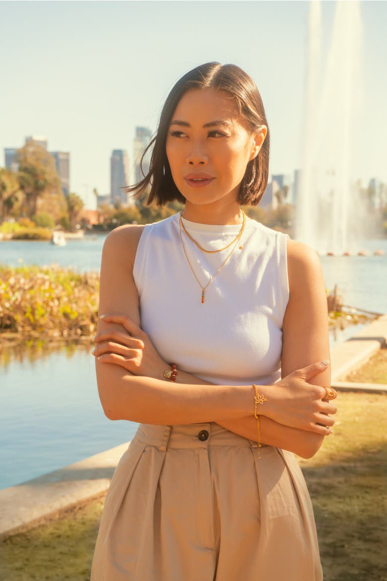 Herringbone Chain Necklace, Alternate, color, Gold