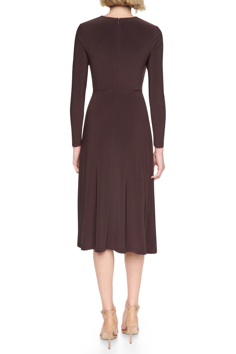 Long Sleeve V-Neck Midi Dress, Alternate, color, CHOCOLATE