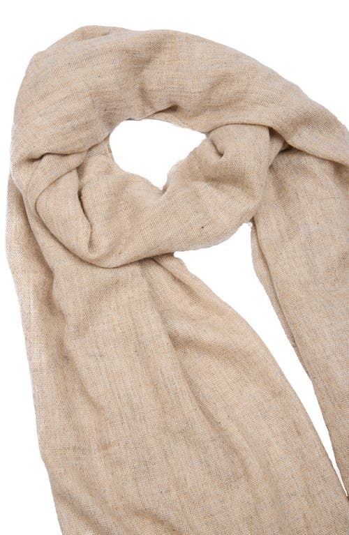 Saachi Wool Blend Fringe Scarf In Light Beige
