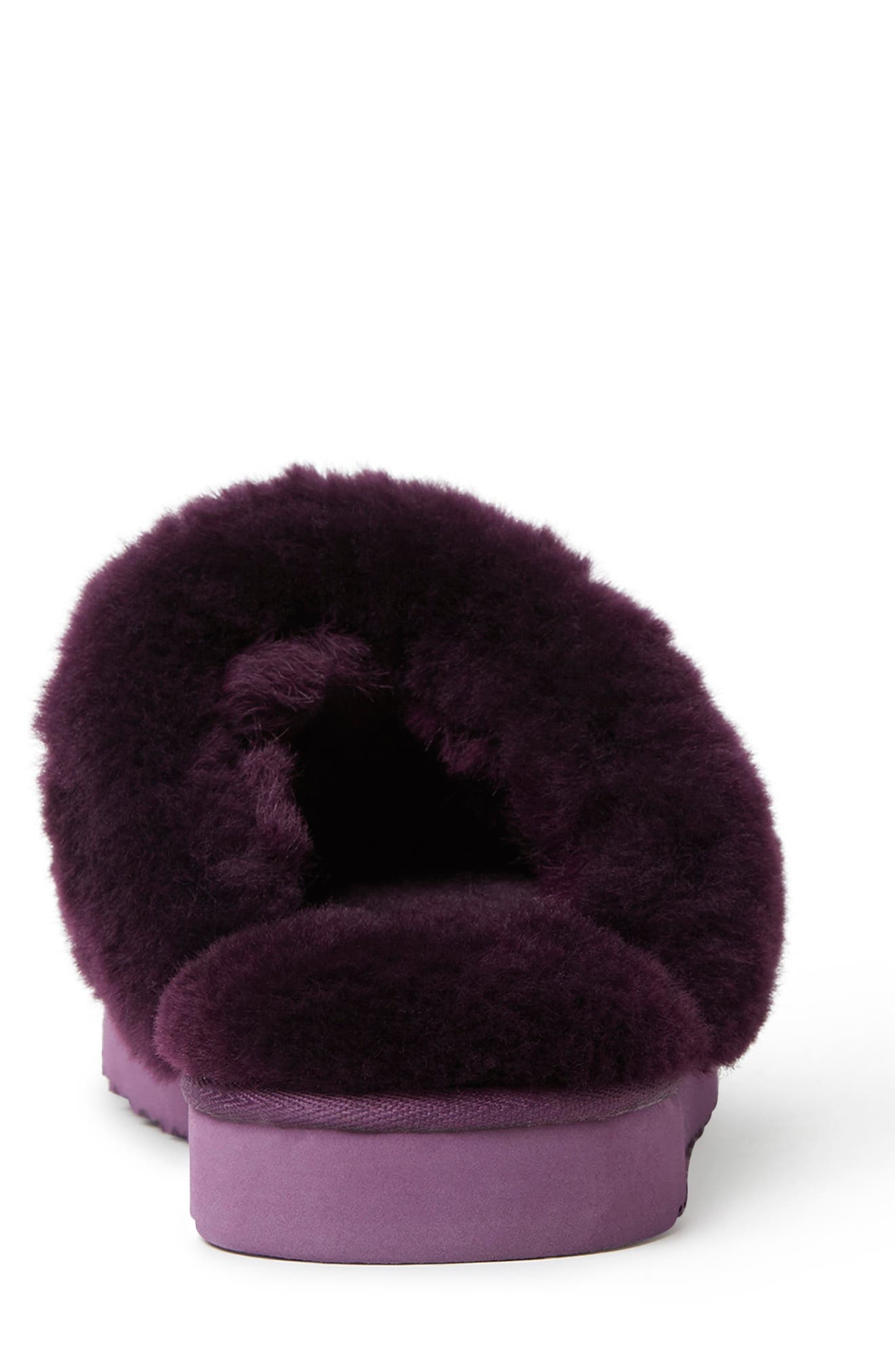 Sydney Water Resistant Genuine Shearling Scuff Slipper - Wide Width Available, Alternate, color, AUBERGINE