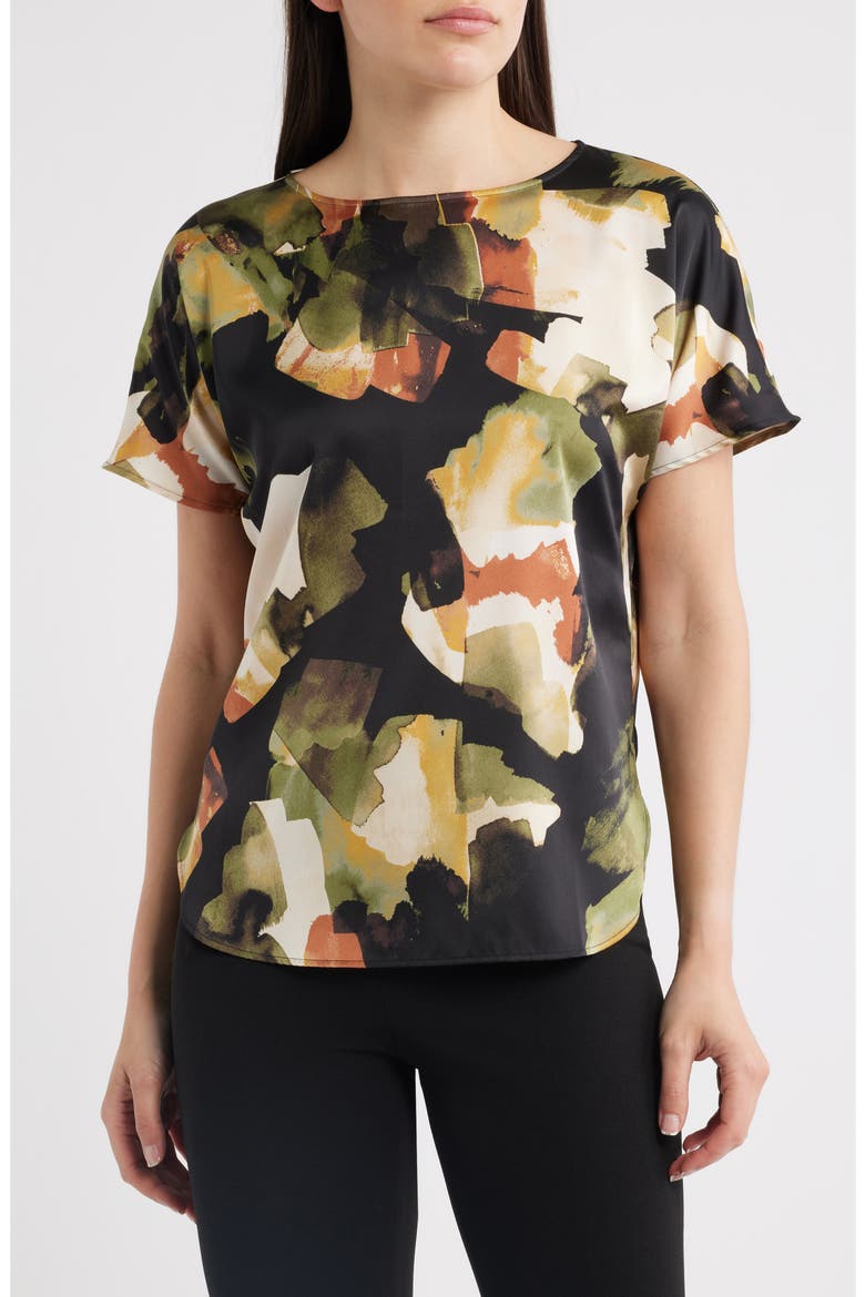 Abstract Print Short Sleeve Top, Main, color, BAY LEAF MULTI