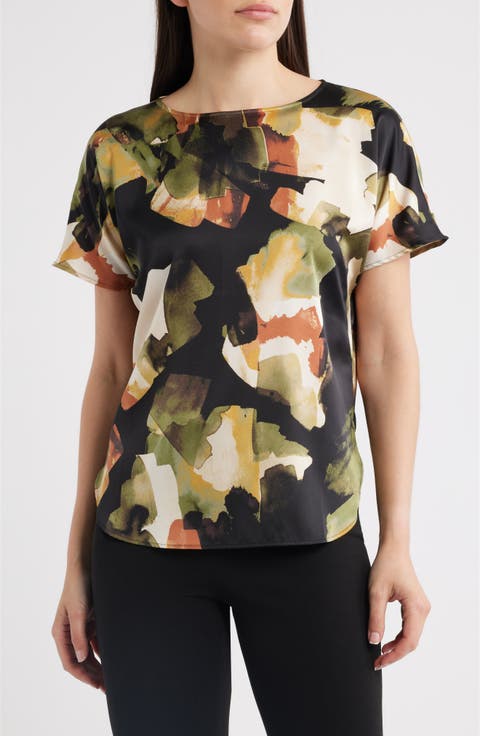 Abstract Print Short Sleeve Top