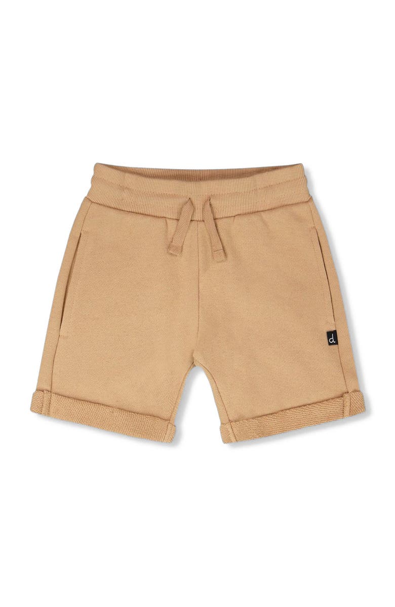Deux par Deux Elastic Waist with Drawstring French Terry Shorts, Main, color, Beige