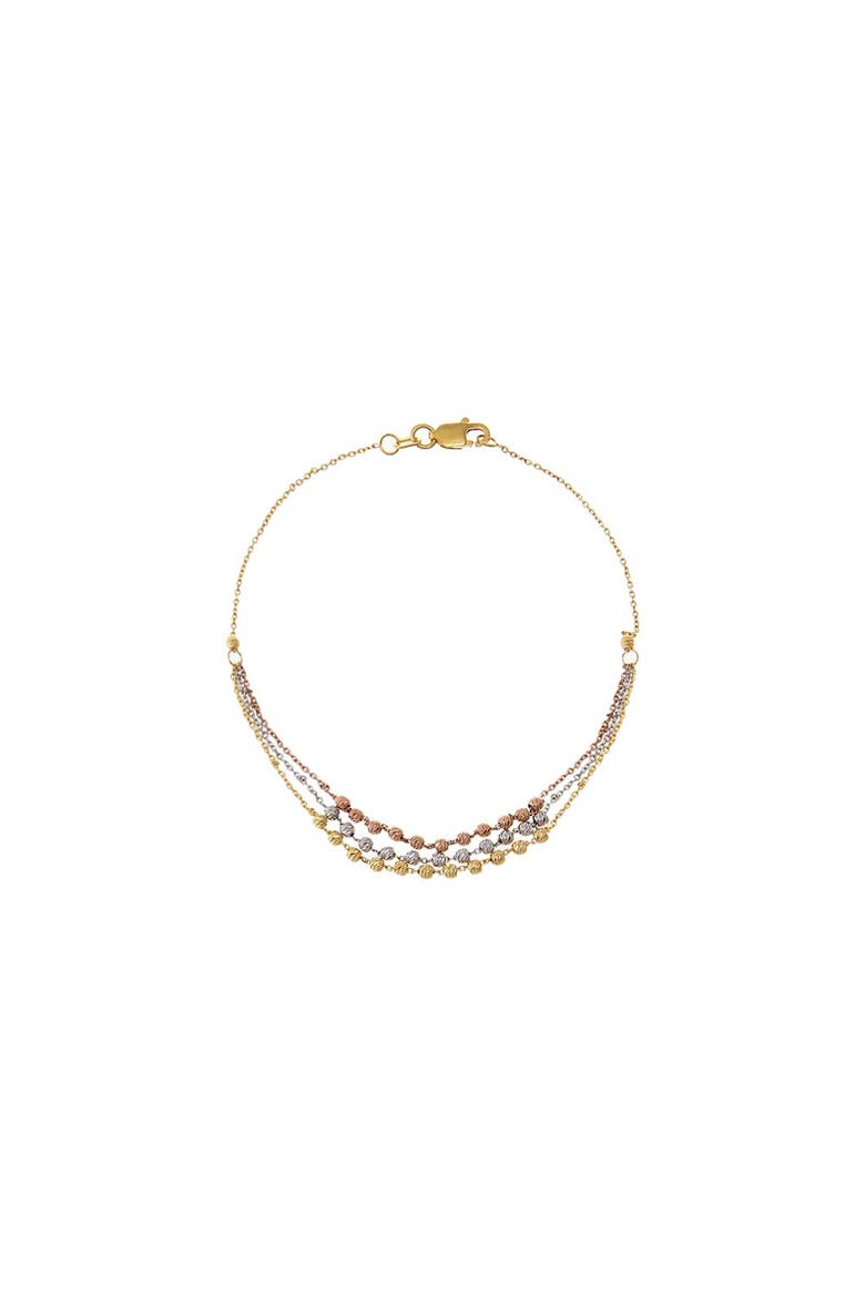 Tri-Color Beaded Bracelet 14K, Main, color, Multi-Color