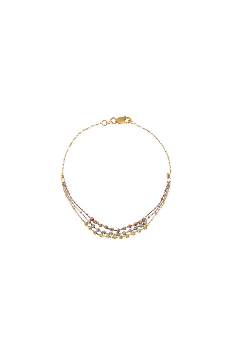 BY ADINA EDEN Tri-Color Beaded Bracelet 14K, Main, color, Multi-Color