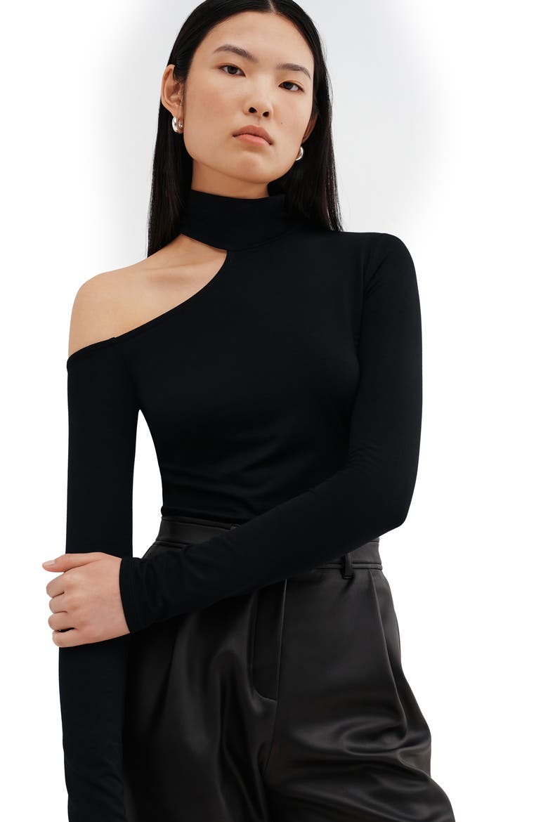 Evan Cutout Turtleneck Top, Alternate, color, BLACK