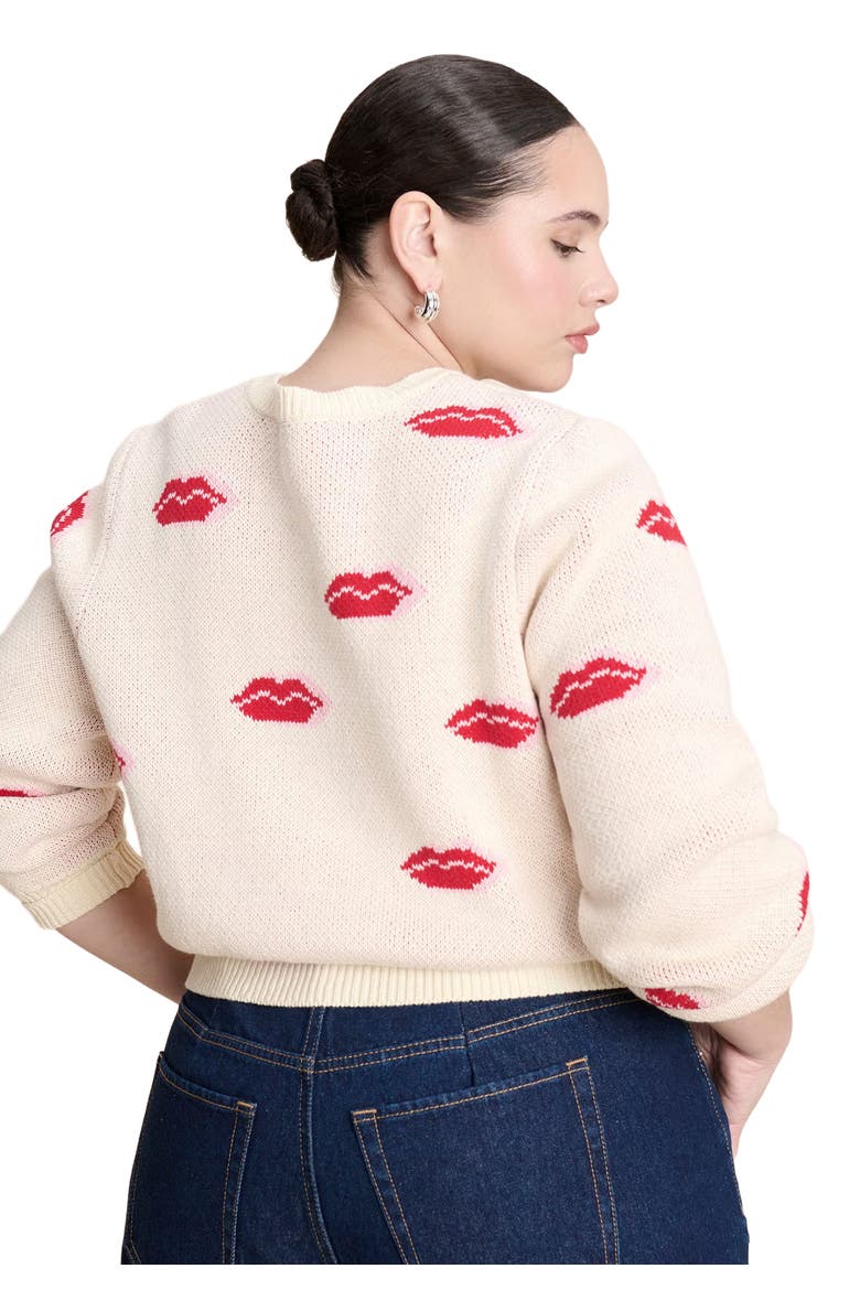 Scattered Lip Sweater, Alternate, color, LIPS PRINT