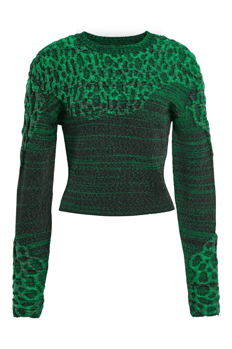 3D Lace Inlay Knit Pullover, Alternate, color, GREEN/ BLACK